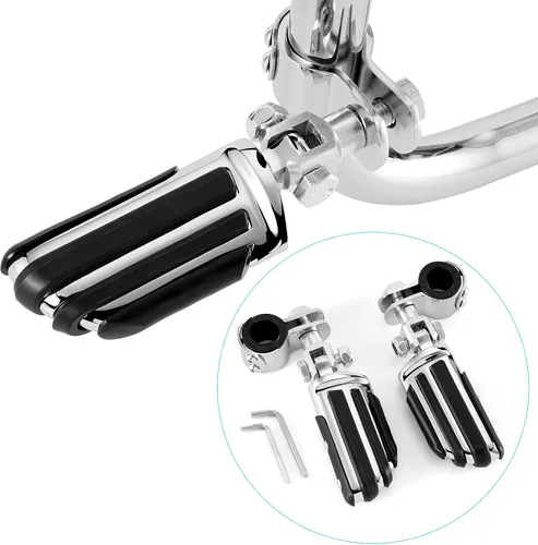 Vista 10 de Estriberas de autopista para motocicleta, estilo A, aleación de aluminio y goma, ajuste universal, parte trasera, compatible con Harley Touring