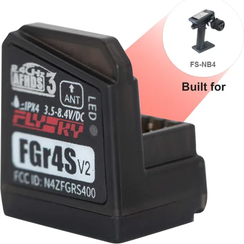 Vista 3 de GoolRC Flysky FGr4S V2 Receptor, 2.4GHz 4CH AFHDS 3 Receptor de control remoto integrado de una sola antena PWM/PPM/I-Bus salida compatible