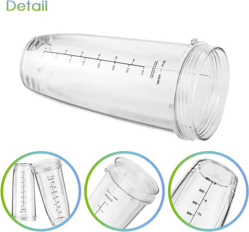 Vista 4 de Pieza de repuesto para licuadora Nutri Ninja, paquete de 2 vasos de repuesto de 32 onzas compatibles con licuadoras Nutri Ninja Auto-iQ Series
