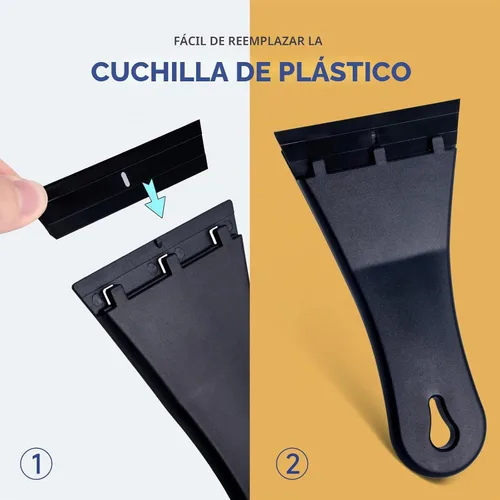 Vista 7 de FOSHIO Paquete de 2 raspadores de plástico con 100 cuchillas de afeitar de plástico de un solo filo, herramienta raspadora de plástico extra grande