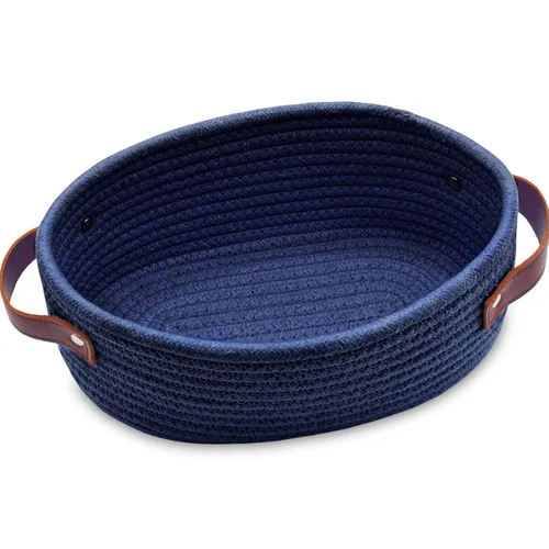 Vista 13 de ABenkle Cesta tejida pequeña, mini cesta de almacenamiento de cuerda de algodón, pequeña canasta de Pascua, cesta de estante, canasta decorativa