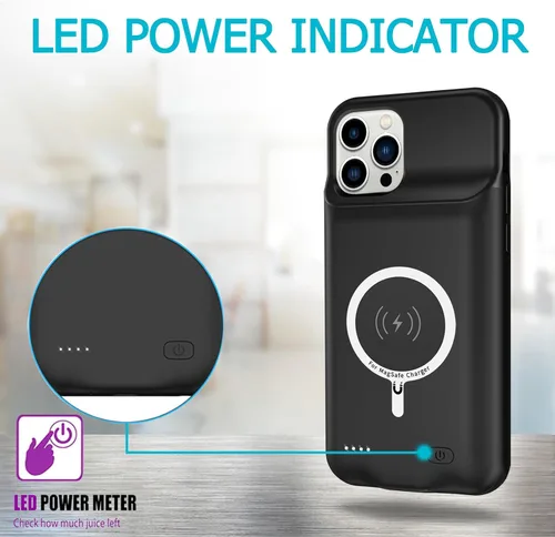 Vista 3 de Funda de batería para iPhone 11 Pro, 10000 mAh de alta capacidad, recargable, portátil, cargador extendido, carga inalámbrica, compatible con iPhone