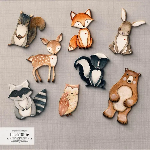 Vista 7 de Back40Life Forest Critters Formas de Animales de Madera Pintada Recortadas (Pequeño (Paquete de 8))