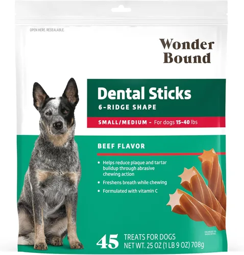 Vista 7 de Marca Yaxa – Wonder Bound - Palitos dentales con sabor a carne de res para perros grandes (más de 30 libras), forma de 6 crestas para control