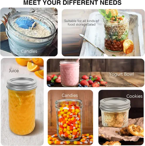 Vista 5 de Small Mason Jars 4 oz with Lids and Bands, 12 Pack Regular Mouth Mason Jar Mini Glass Canning Jars for Jelly, Jam, Honey, Wedding Favors, Shower