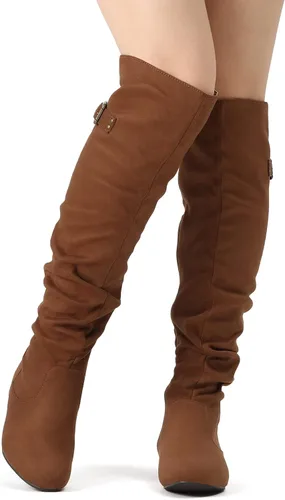 Vista 5 de DREAM PAIRS - Botas de ante para invierno, de altura al muslo, para mujer