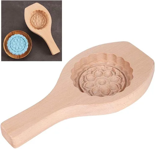 Vista 2 de TOPINCN Patrón de flores de madera DIY pastel de luna muffin galleta chocolate pequeña pastelería herramienta para hornear (#06)