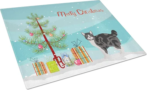 Vista 67 de Caroline's Treasures CK4739LCB Abyssinian Cat Merry Christmas Glass Cutting Board Large Decorative Tempered Glass Kitchen Cutting and Serving Board