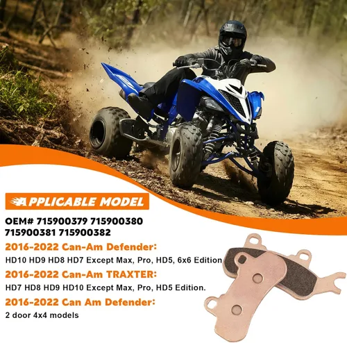 Vista 6 de Pastillas de freno sinterizadas para Can-Am Defender Delanteras RearHD9 HD8 HD7 2016 2017 2018 2019 2020 2021