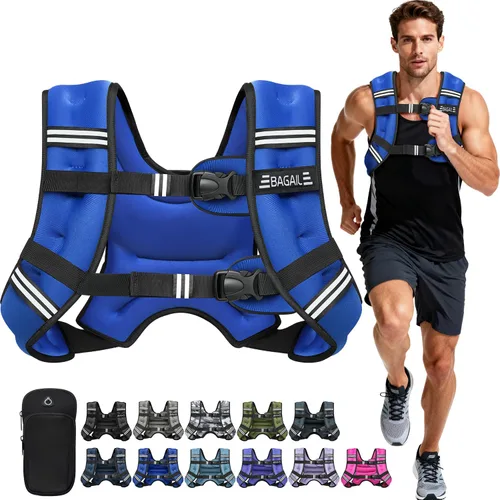 Vista 18 de BAGAIL Chaleco con peso de 5, 8, 10, 12, 15, 20, 25, 30 lbs, para caminar y perder peso, reflectante, con bolsa para teléfono, para mujeres