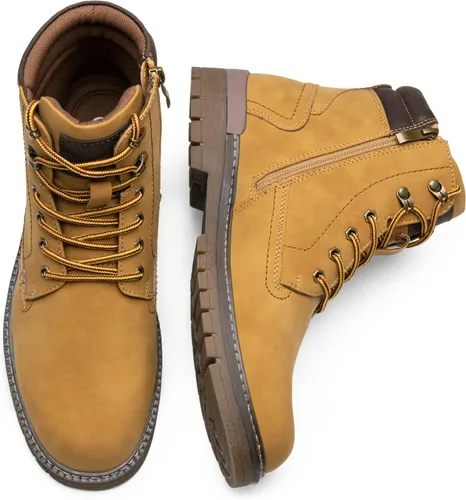 Vista 4 de Jousen Botas casuales para hombre, botas chukka con cremallera a la moda, amarillo (8118-yellow)