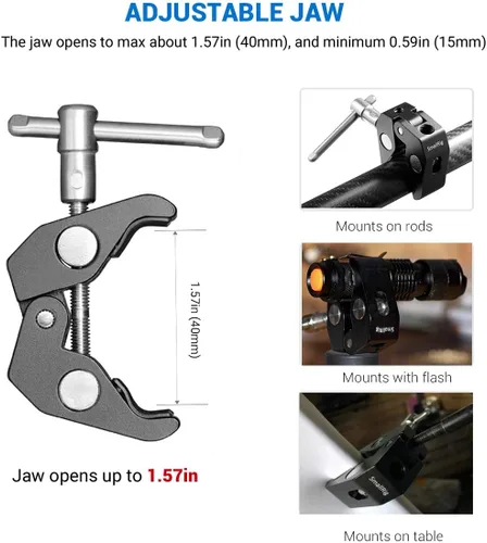 Vista 2 de SmallRig Abrazadera de brazo mágica para DJI Ronin, monitor de cámara, luz LED 2058 (paquete de 2)