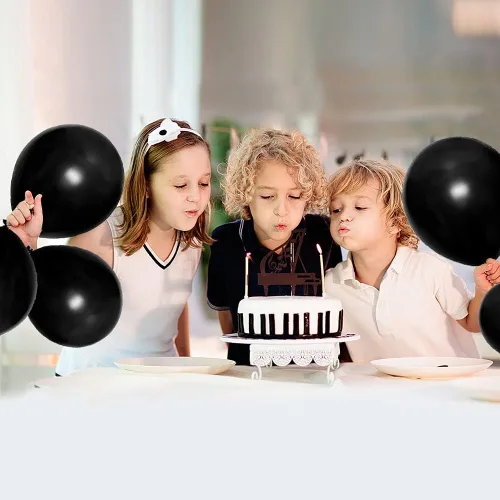 Vista 6 de Globos de fiesta negros de 5 pulgadas, 100 mini globos de látex gruesos para decoración de cumpleaños, boda, baby shower (negro)