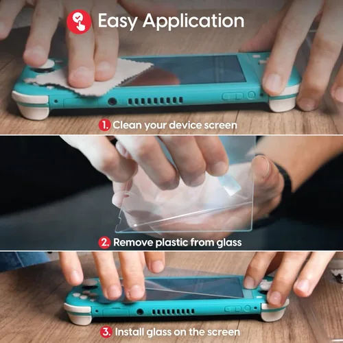 Vista 5 de TALK WORKS Screen Protector Compatible with Nintendo Switch Lite - Scratch, Crack, and Shatter Resistant-Ultra-Thin HD Touchscreen Tempered Glass