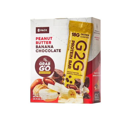 Vista 11 de G2G Barra de proteínas, mantequilla de maní y plátano, aperitivo saludable, delicioso reemplazo de comidas, sin gluten, ingredientes limpios