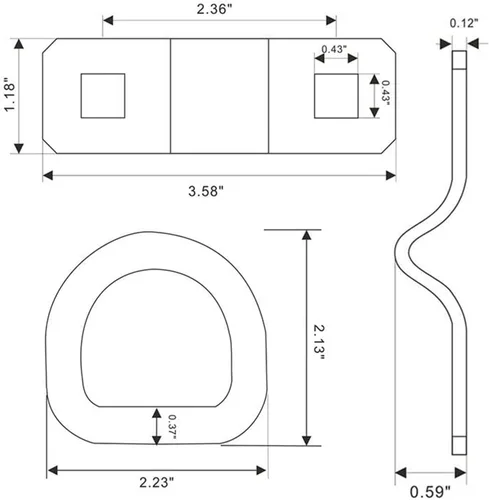 Vista 6 de Anillo en D, anclaje de amarre, 4 unidades, Robbor de montaje en superficie, resistente, 6000 libras, resistencia a la rotura, acero forjado súper