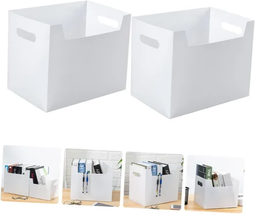 Vista 7 de Zerodeko Cajas de almacenamiento, organizadores de almacenamiento de libros, contenedores de libros para estantes, ordena tu espacio