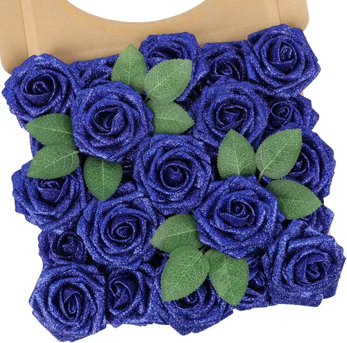 Vista 59 de N&T NIETING 25 unidades de flores artificiales, Rosas de espuma artificial de sensación real al tacto, decoración para boda, dama de honor, ramo