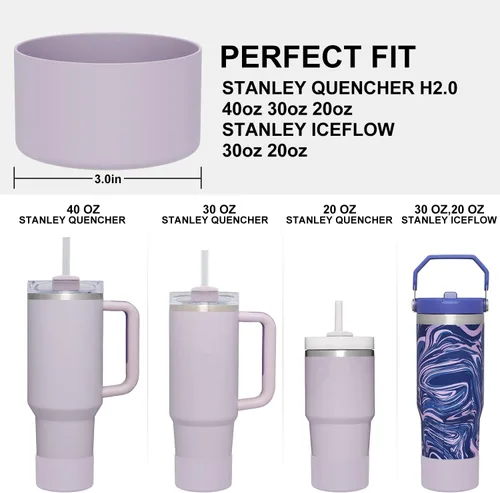 Vista 38 de Affute Funda protectora de silicona para Stanley Quencher H2.0 40 30 20 oz & IceFlow Flip 30 20 oz, sin BPA, antiruido y antiarañazos, protector