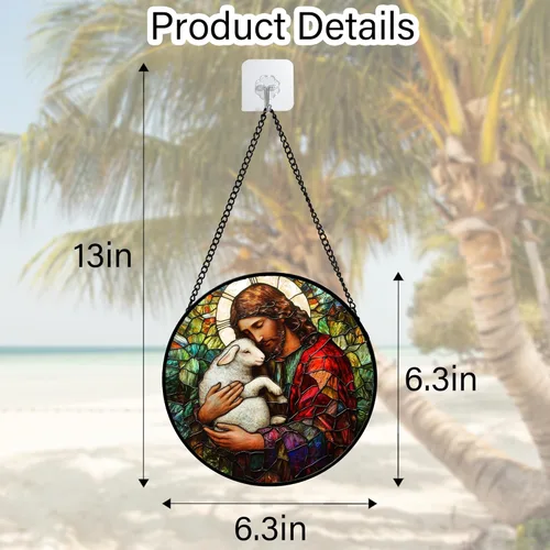 Vista 36 de DASTOLL Vitral para colgar en la ventana, atrapasoles de escena nocturna de Van Gogh, panel de cristal colorido, atrapasoles de cielo estrellado