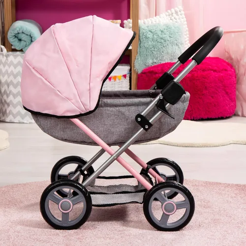 Vista 6 de Bayer: Juego de cochecito de muñeca bebé 4 en 1 Conjunto acogedor - Muñecas hasta 45.72 cm (Rosa/Gris) Muñecas bebé Fingir Vestirse Accesorio