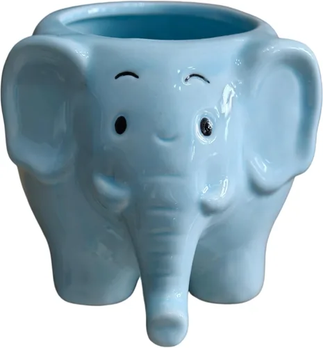 Macetas de cerámica con forma de elefante con forma de elefante para suculentas, plantas de aire, plantas no incluidas (3.5 pulgadas, azul)