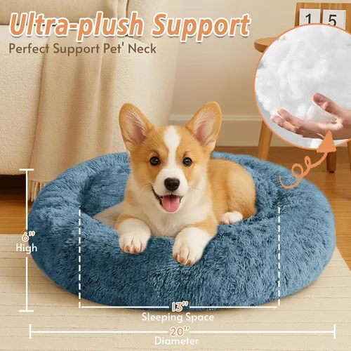 Vista 363 de JOLLYVOGUE Cama Calmante para Perros Pequeños - Cama para Perros Pequeños en Forma de Dona Lavable de 23 Pulgadas para Gatitos y Cachorros, Camas