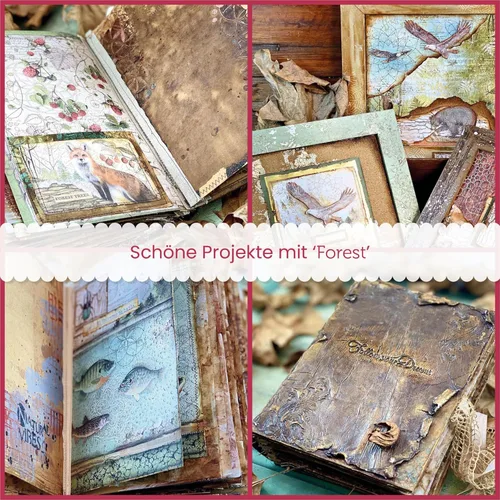 Vista 7 de STAMPERIA INTERNATIONAL, KFT PAPEL PAD 8X8 10PK FOREST, 20.3 x 20.3 (8" x 8"), multicolor