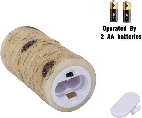 Vista 6 de Enpornk Velas LED parpadeantes sin llama con efecto corteza de abedul, juego de 9 pilares de cera real que funcionan con pilas con control remoto