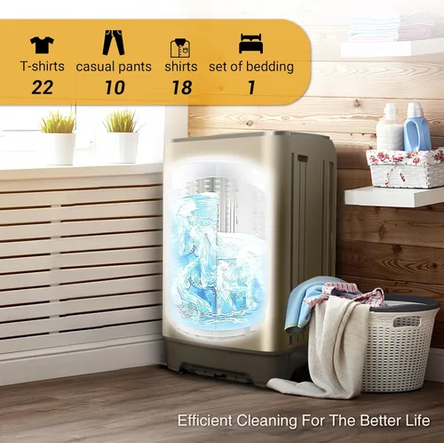 Vista 3 de Lavadora portátil de 17.7 libras, lavadora compacta completamente automática para apartamento, 10 programas de lavado, pequeña lavadora portátil