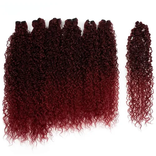 Vista 10 de 7 mechones de cabello sintético rizado tipo afro de 22, 24 y 26 pulgadas (7.76 oz) elaborado con fibra de alta temperatura. 1b
