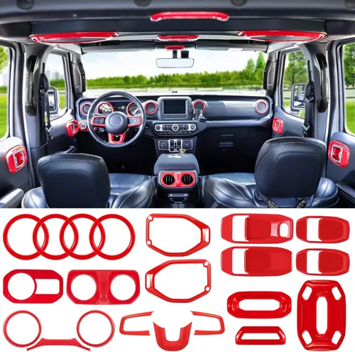 Vista 10 de Juego de 21 piezas de decoración interior para Jeep Wrangler JL JLU 2018-2022 y Gladiator JT 2020-2022 Interruptor de luz de lectura para altavoz