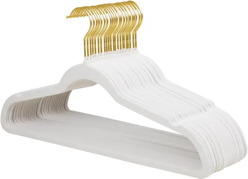 Vista 16 de ManGotree Perchas de terciopelo con gancho dorado giratorio de 360°, perchas de fieltro antideslizantes para trajes, colgador de ropa delgado que