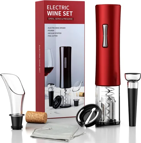 Vista 8 de Abrebotellas de vino, kit de abridor de botellas de vino con cortador de aluminio, funciona con pilas, adecuado para viajes, reuniones, fiestas