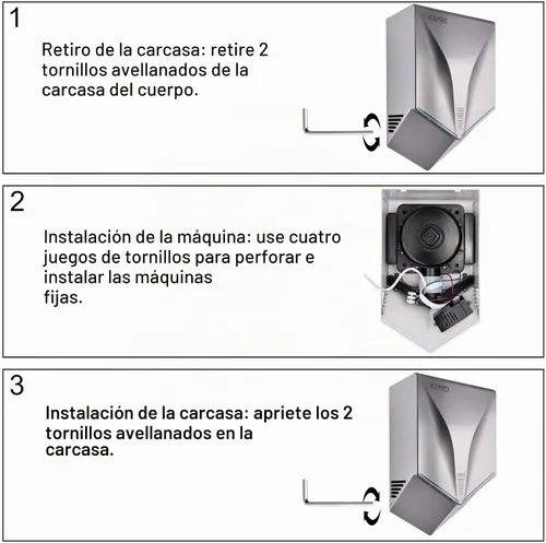 Vista 3 de LS-PRO Secador de manos automático para baños comerciales. Aire caliente de alta velocidad, manos secas en 7s. Funcionamiento sin contacto