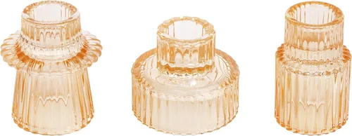 Vista 28 de Vixdonos Portavelas de Vidrio Portavelas de Velas de Té para Centros de Mesa, Decoración de Bodas y Fiestas de Cena (3 Piezas, Transparente)