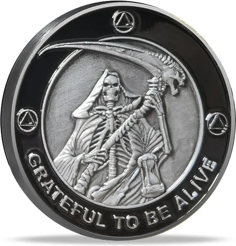 Vista 8 de Ficha de aniversario de recuperación de monedas AA y medallones con chip de sobriedad Grateful to Be Alive (paquete de 10)