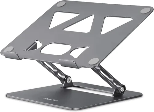 Vista 9 de Aoviho Soporte ajustable para laptop para escritorio, soporte portátil y elevador, soporte plegable de aluminio para computadora portátil
