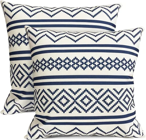 Vista 31 de Juego de 2 fundas de almohada decorativas negras boho 16x16 pulgadas, fundas de almohada de lino modernas estilo bohemia campestre para exteriores