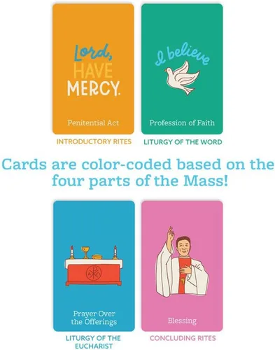 Vista 5 de Tarjetas guía de la primera misa – 28 enseñanzas del libro de misal católico con revestimiento UV – Tarjetas religiosas de 2.5 x 4 pulgadas