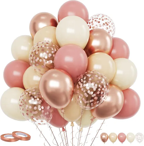 Vista 28 de Funhot Juego de globos beige, 60 globos de cumpleaños nude, globos de doble relleno de color blanco arena albaricoque de 12 pulgadas, globos neutros