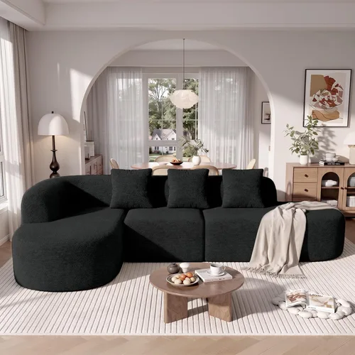 Vista 8 de Sofá modular de 114 pulgadas, moderno sofá deshuesado en forma de L con asiento profundo de gran tamaño, sofá nube para sala de estar, dormitorio