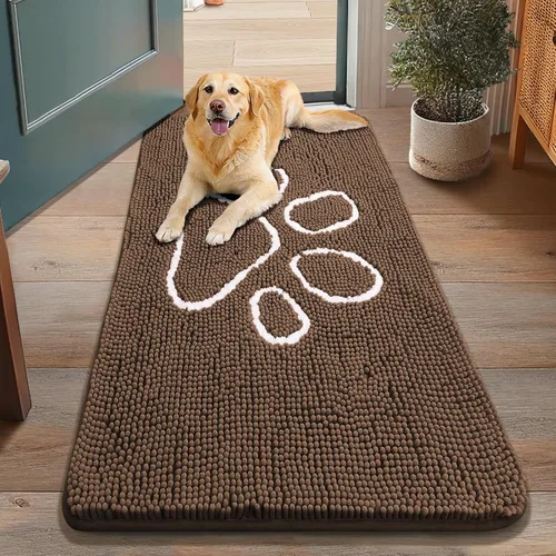 Vista 140 de Smiry Tapete para puerta de perro para patas fangosas, absorbente que atrapa la suciedad, antideslizante, de secado rápido, lavable, tapete