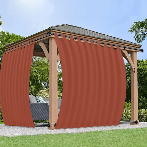 Vista 23 de PureFit Cortinas de exterior para patio desmontable, con pestañas adhesivas, impermeables, resistentes a la intemperie, a los rayos UV y a la Blanco