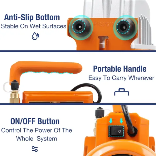 Vista 5 de BACOENG Bomba de vacío de 3.6CFM, bomba de vacío HVAC de paleta rotativa de una etapa de 110 V para R134a R22 R410a AUTO AC Recarga de refrigerante