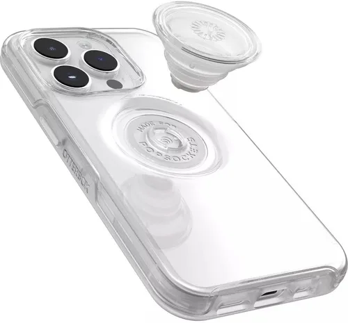 Vista 5 de OtterBox + Pop Symmetry Clear Series - Funda para iPhone 14 Pro (solamente) - Embalaje no minorista - Transparente