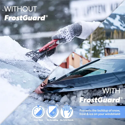 Vista 8 de FrostGuard Vortex Funda de parabrisas completa para automóvil contra hielo y nieve, tamaño estándar (negro) - Cobertura de limpiaparabrisas +