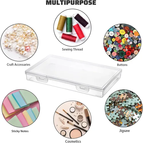 Vista 8 de BTSKY Caja de almacenamiento de plástico transparente con tapa de solapa, organizadores multiusos para manualidades y caja de almacenamiento
