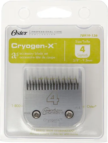 Vista 2 de Oster CryogenX - Cuchilla profesional para cortar animales, diente de salto, tamaño 4 (078919-136-005), color plateado