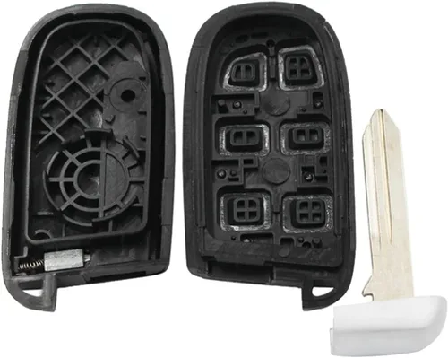 Vista 4 de Funda para llave a distancia, sin llave, 5 botones para Jeep Grand Cherokee Dodge Challenger Charger Dart Durango Journey Chrysler 300, color negro